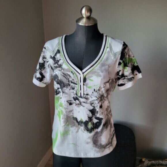 VEX Cotton floral Bling T Shirt Sz M - Picture 5 of 13